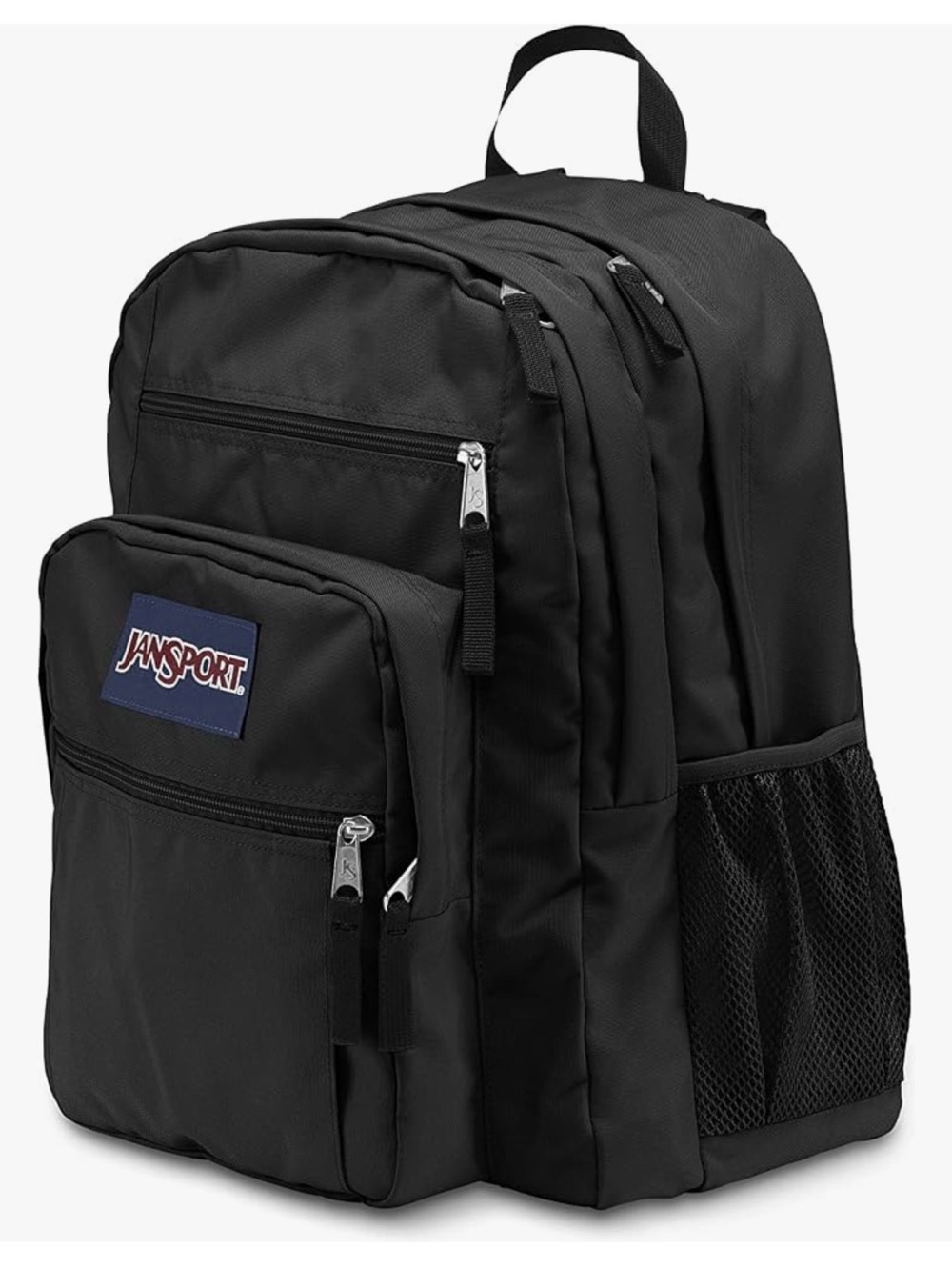 Jansport Black Multi-Compartment Women's Backpack with Front Patch